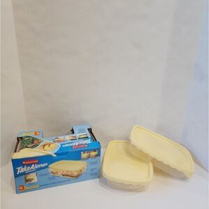 2x Vintage Rubbermaid Take Alongs Scalloped Edge 2 Compartment Containers